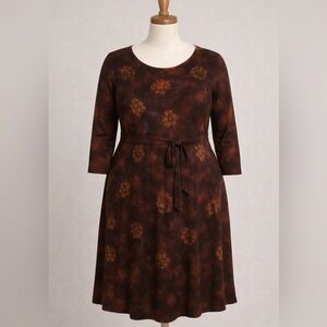 Signature Brown Floral Midi Dress